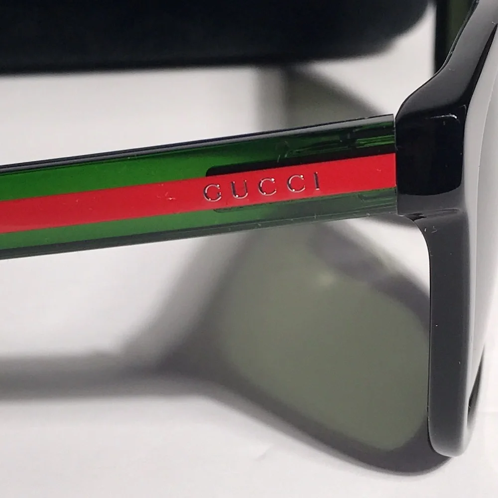 New Authentic GUCCI GG0057SKN 56MM Sunglasses – Black/Green